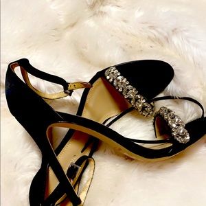 Selling this beautiful black satin sandal